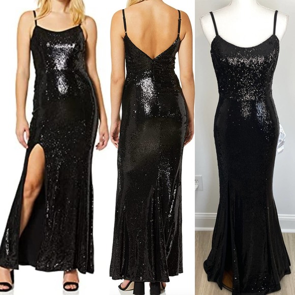 Dress The Population Ingrid Sequin Trumpet Gown In Black Size Small New - Picture 1 of 16